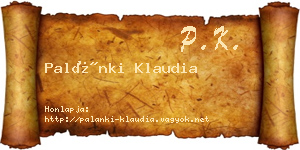 Palánki Klaudia névjegykártya