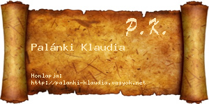 Palánki Klaudia névjegykártya